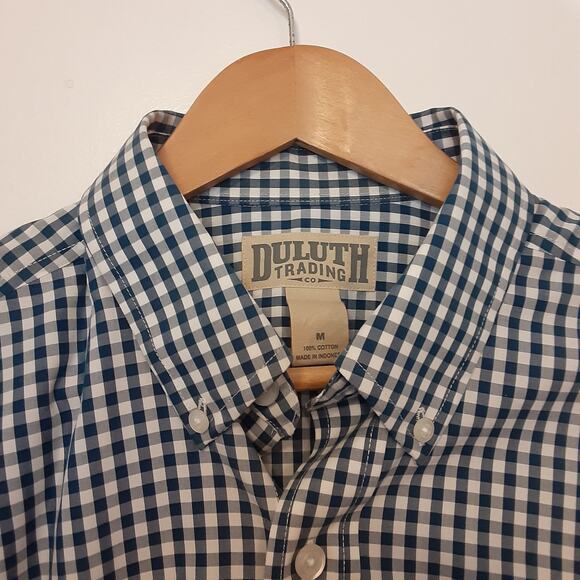 Duluth Button Up Shirt Mens M Blue Plaid Long Sleeve Outdoors Work Casual - Picture 4 of 10